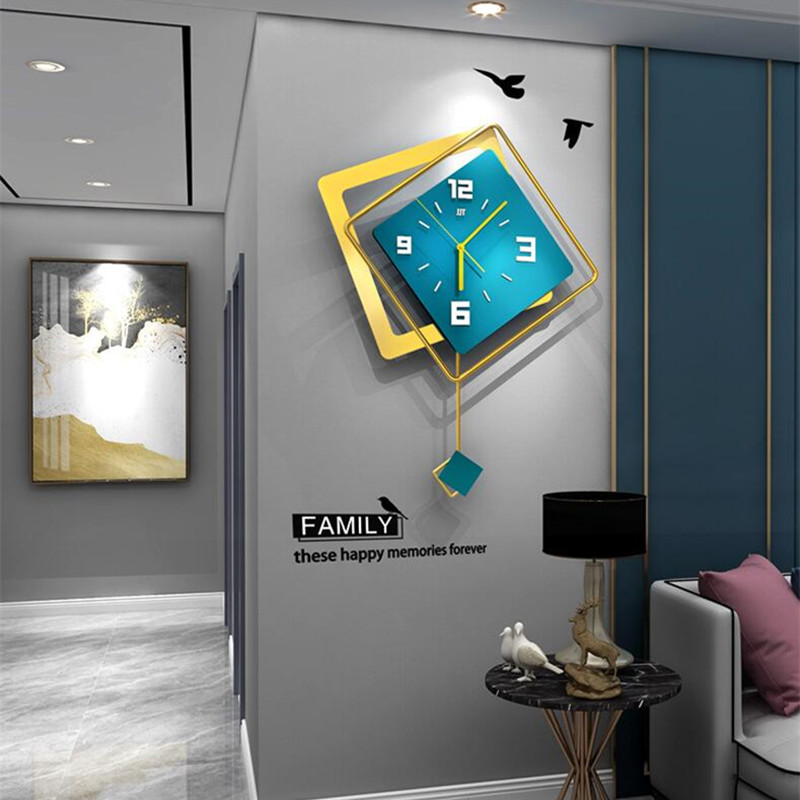 Luxury Lifestyle Living - 3D İskandinav kare Salıncak Duvar Saati