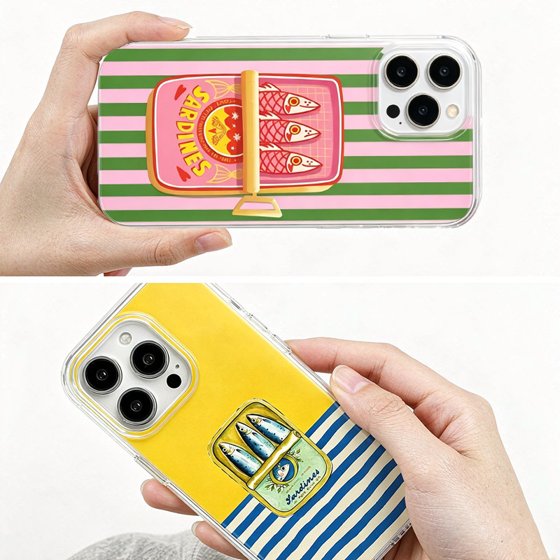 Vivo Y28 - Vintage Konserve Sardalya Desenli Telefon Kılıfı