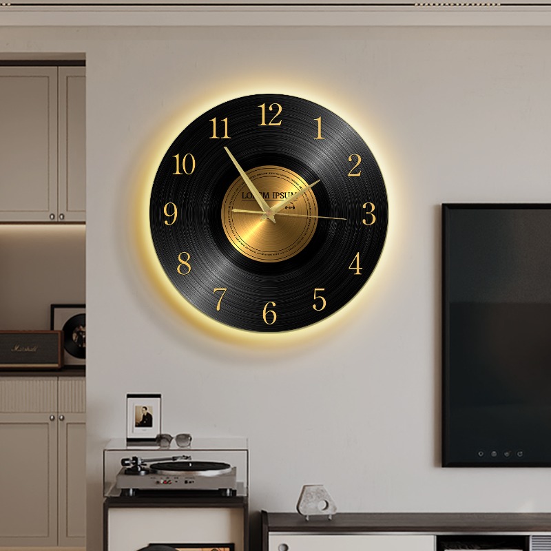 Luxury Lifestyle Living - Işıklı Vintage Duvar Saati, Oturma Odası